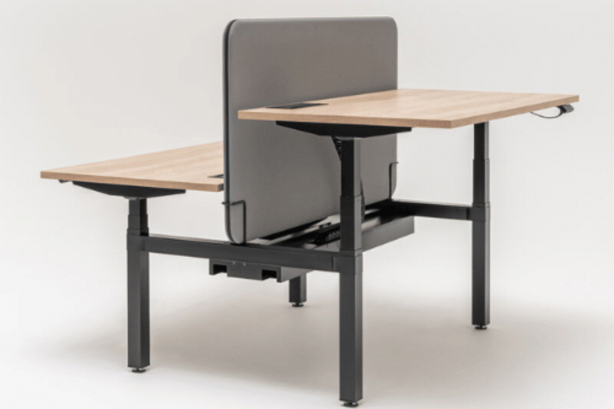 Adjustable standing desk with wooden finish and steel frame Dubai