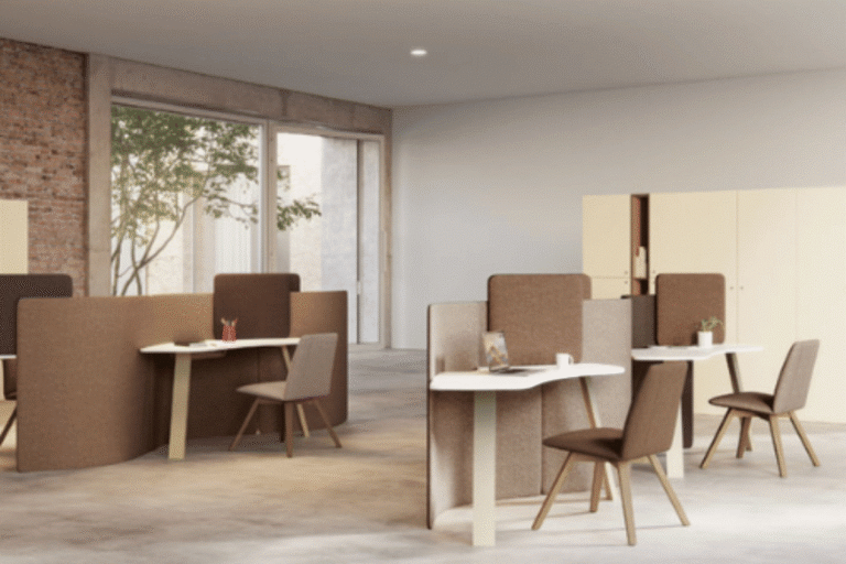 Modern open plan office furniture layout designed for collaborative Dubai teams