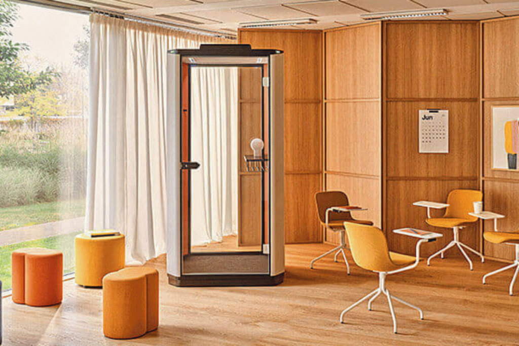 Modern phonebooth in Dubai office for private calls