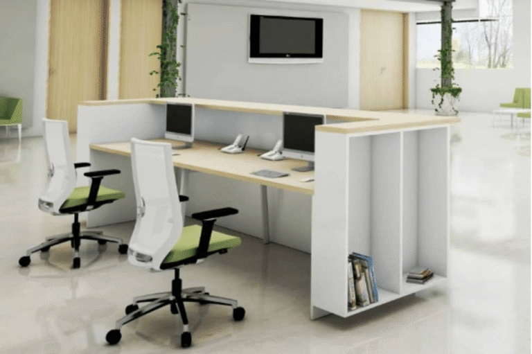 Textured office furniture and workstation setup for contemporary Dubai offices